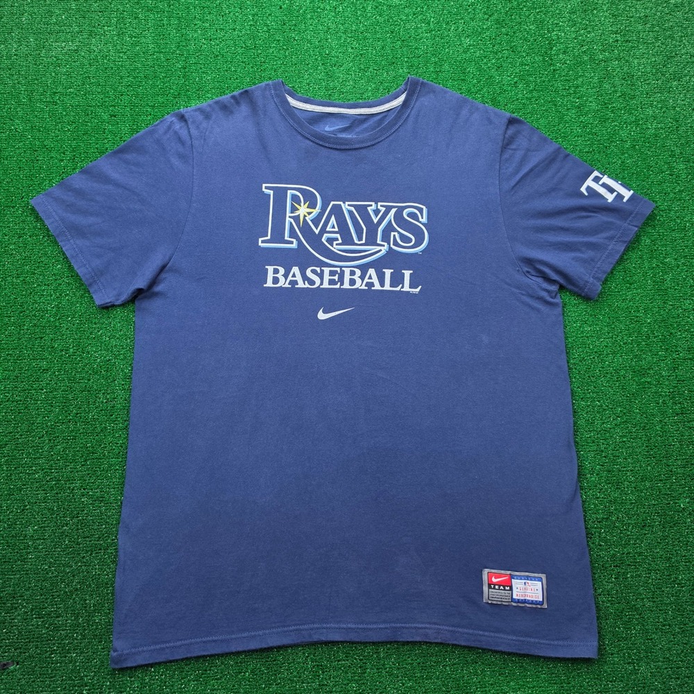 Tampa Bay Rays Nike MLB Baseball Swoosh Graphic Tshirt Mens XL Blue
